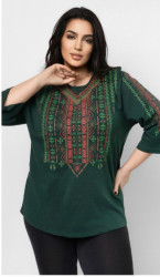 Блузки женские БАТАЛ (темно-зеленый) оптом Турция 04563987 01-14