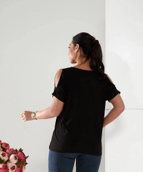 Футболки женские БАТАЛ (черный) оптом 54368071 2335-9