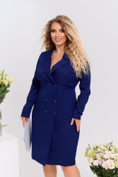 Платья-пиджаки женские БАТАЛ (dark blue) оптом 64817035 344-6