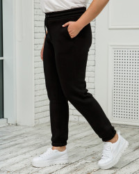 Спортивные штаны женские БАТАЛ (черный) оптом 84602579 Б-53-9