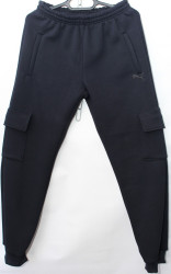 Спортивные штаны мужские на флисе (dark blue) оптом 15082479 04-17