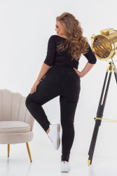 Джегінси жіночі на флісі БАТАЛ (чорний) оптом 