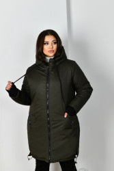 Куртки зимние женские БАТАЛ (хаки) оптом ARIADNA  58492701 2304-6