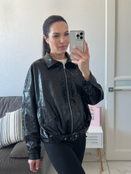 Куртки кожзам женские (черный) оптом 91430628 256-26