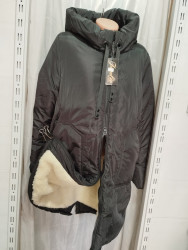 Куртки зимние женские БАТАЛ на меху (черный) оптом 49301268 04-31