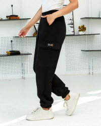 Спортивні штани жіночі на флісі (чорний) оптом Туреччина