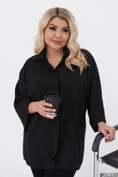 Рубашки женские БАТАЛ (черный) оптом 75134269 328-11