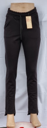Спортивные штаны женские на флисе (черный) оптом 09573248 014-7