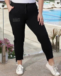 Спортивные штаны женские БАТАЛ (черный) оптом Alena Golosnaya Турция 19035867 2005-5