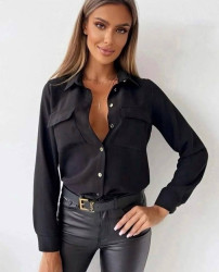 Рубашки женские БАТАЛ (black) оптом 06495327 0351-14