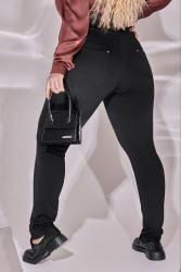 Лосини жіночі БАТАЛ на флісі (чорний) оптом 