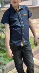 Рубашки юниор (темно-синий) оптом 48973015 02-21