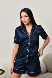 Ночные пижамы женские (темно-синий) оптом 39401568 85-8