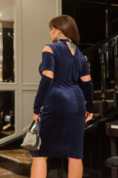 Сукні жіночі БАТАЛ (темно-синій) оптом 