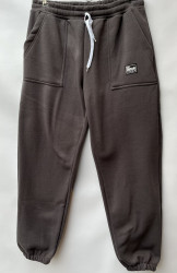 Спортивные штаны женские БАТАЛ на флисе (коричневый) оптом 16974038 01-4
