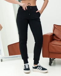 Спортивные штаны женские (черный) оптом 83567102 Б-11-26