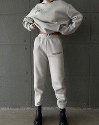 Спортивные костюмы женские на флисе (белый) оптом Турция 61392847 07-37