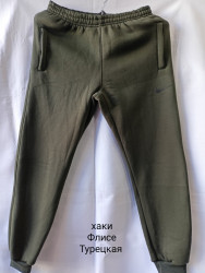 Спортивные штаны мужские на флисе (хаки) оптом Турция 76219043 01-1