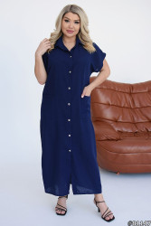 Платья-рубашки женские БАТАЛ (темно-синий) оптом 47618093 874-4