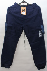 Спортивные штаны мужские на флисе (dark blue) оптом 79584216 91004-14