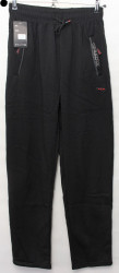 Спортивные штаны мужские БАТАЛ на флисе (черный) оптом 58234107 WK2070K-4