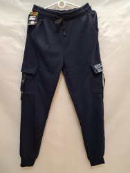 Спортивные штаны мужские на флисе (dark blue) оптом 82473619 9831-15