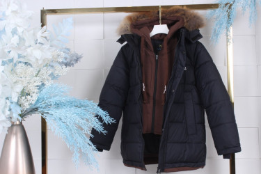 Куртки зимние подростковые (темно-синий) оптом Китай 13590276 MY763-23