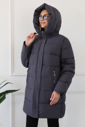 Куртки зимние женские БАТАЛ (серый) оптом Китай 31849605 0637-30