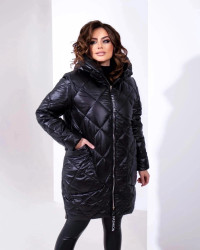 Куртки зимние женские БАТАЛ (black) оптом 19604372 06-9