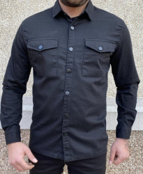Рубашки мужские (черный) оптом 74036192 01-9