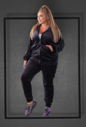 Спортивные костюмы женские БАТАЛ на байке (черный) оптом MELISSA  Турция 60925731 01-3