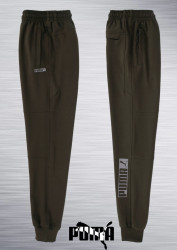 Спортивные штаны мужские на флисе (хаки) оптом 97854360 01-5