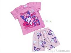 Костюм, Kids-modnik оптом 2619 комплект футболка-шорти рожевий
