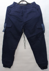 Спортивные штаны мужские на флисе (dark blue) оптом 42839671 91003-17