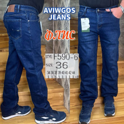 Джинсы мужские AVIWGOS БАТАЛ на флисе оптом 42608579 590-6-1
