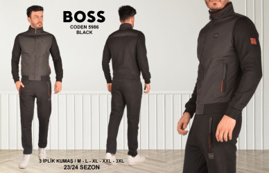 Спортивные костюмы мужские на флисе (черный) оптом 93142705 5986-50