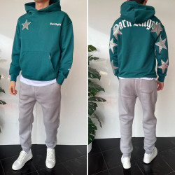 Худі чоловічі на флісі оптом THREE BLACK 