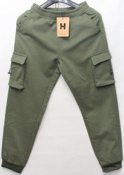 Спортивные штаны мужские на флисе (khaki) оптом 19730426 N91001-3