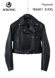 Куртки кожзам женские AOLONG (черный) оптом 91762405 6601-2