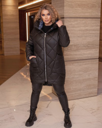 Куртки зимние женские БАТАЛ (black) оптом 59273846 05 -21