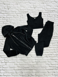 Спортивные костюмы женские (3-ка) (черный) оптом 25049376 F32-113