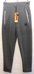 Спортивные штаны мужские на флисе (серый) оптом 86724530 A18-14