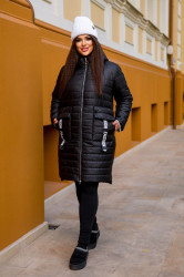Куртки зимние женские БАТАЛ (черный) оптом 76895021 128-10