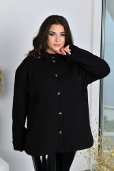 Рубашки женские БАТАЛ с начесом (черный) оптом Турция 96507832 760-3-2