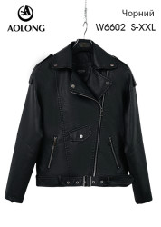 Куртки кожзам женские AOLONG (черный) оптом 45317086 6602-8